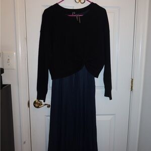 Anthropologie Black and Navy Long Sleeve Dress
